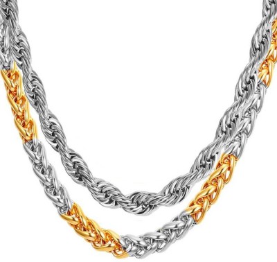 Shiv Jagdamba Dual Tone Twist Rope Chain And Rope Chain Cmbo Pack Gold-plated, Sterling Silver Plated Stainless Steel Chain