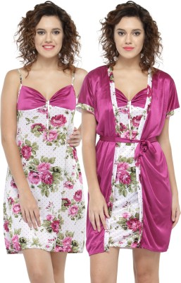 N-gal Women Nighty with Robe(Maroon)