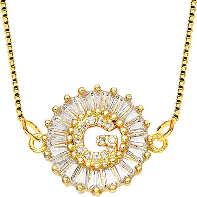 ZIVOM G Letter Alphabet Initial Gold-plated Cubic Zirconia Copper Pendant Set