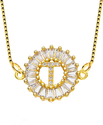 ZIVOM T Letter Alphabet Initial Gold-plated Cubic Zirconia Copper Pendant Set