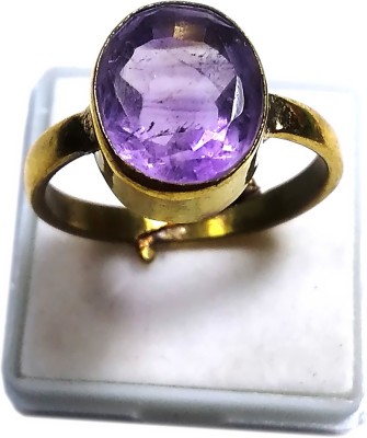 PRIYANSHU NAVRATN Certified Katela Amethyst Ring 5.25 Ratti Original Natural Jamuni Purple Untreated African Amethyst Katela Adjustable Ring Gem Stone for Unisex Alloy Amethyst Gold Plated Ring