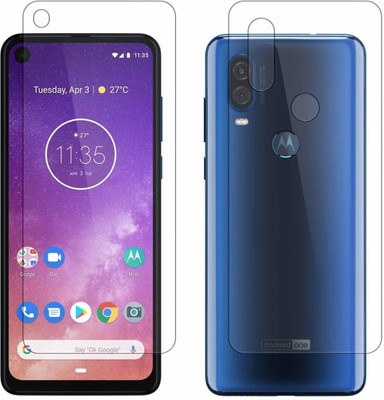 ELEF Front and Back Tempered Glass for Motorola Moto One Vision Front Premium Tempered Glass Back Flexible 0.3MM Trink(Pack of 2)
