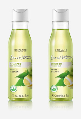Oriflame LOVE NATURE SHAMPOO FOR OILY HAIR WITH NETTLE AND LEMON ORIGINAL PACK OF 2(500 ml)