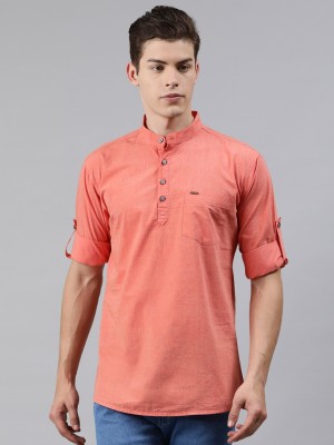 Urbano Fashion Men Solid Casual Orange Shirt