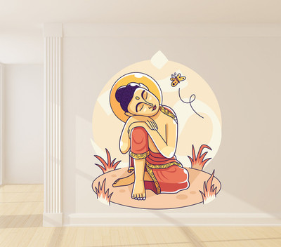 WALLDECORS 60.96 cm BUDDHA SLEEPING POSE IMAGE Self Adhesive Sticker(Pack of 1)