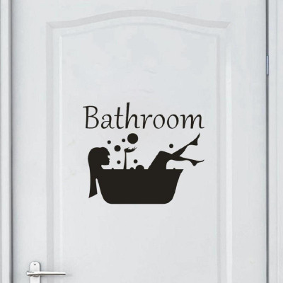 LYOMAN 45 cm girlbathr-blk Self Adhesive Sticker(Pack of 1)