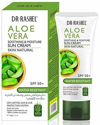 Dr. Rashel Sunscreen - SPF 50 PA++++ Dr Rashel Natural Aloe Vera SPF 50+ Sunscreen Soothing Moisturizing Hydrating Sun Cream Broad Spectrum UVA/UVB Sun Block(60 g) Dr. Rashel Sunscreen - SPF 50 PA++++ Dr Rashel Natural Aloe Vera SPF 50+ Sunscreen Soothing Moisturizing Hydrating Sun Cream Broad Spectrum UVA/UVB Sun Block(60 g)