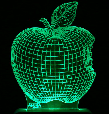 Super Ajanta 2013 Apple 3D Illusion Night Lamp Comes with 7 Multi-Color and Perfect Laser Cut Design Night Lamp(10 cm, Multicolor)