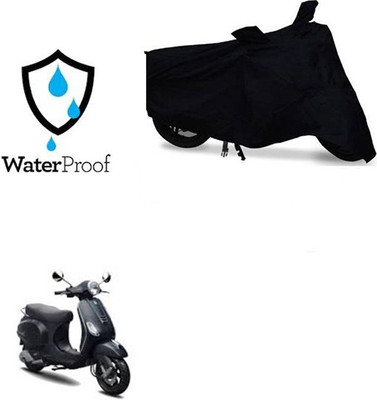 SRENTERPRISES Two Wheeler Cover for Piaggio(Vespa LX, Black)