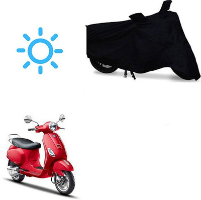 Mdstar Waterproof Two Wheeler Cover for Piaggio(Vespa VXL, Black)