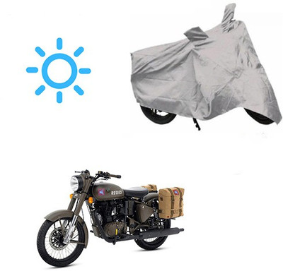 MOTOWORLD Two Wheeler Cover for Royal Enfield(Classic 500, Silver)