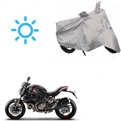 SRENTERPRISES Two Wheeler Cover for Ducati(Monster 82, Silver)