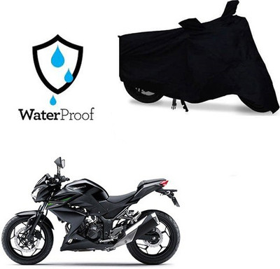 SRENTERPRISES Waterproof Two Wheeler Cover for Kawasaki(Z250, Black)