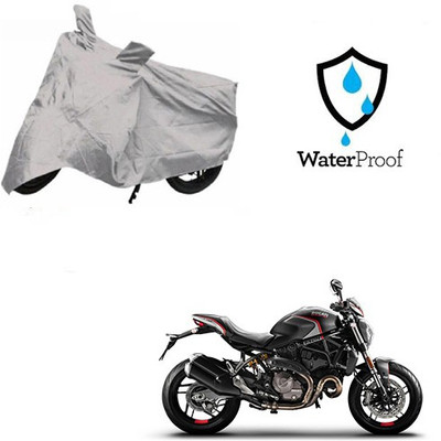 SRENTERPRISES Two Wheeler Cover for Ducati(Monster 82, Silver)