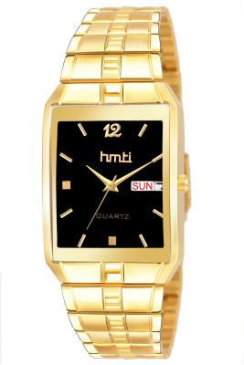 HMTI HM-1045 Black Original Gold Plated Day And Date Functioning Analog Watch  - For Men