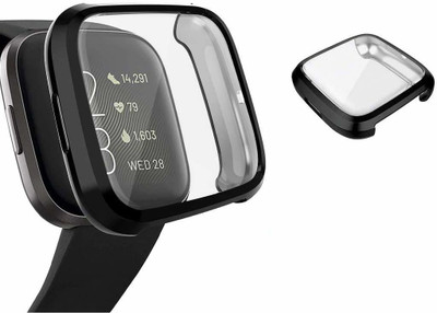 VOLMERE Front and Back Screen Guard for fitbit versa 2, (2 in 1), Silocon Case with Silicon Screen Protector, (Flexible|Silicone)(Pack of 1)