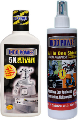INDOPOWER METAL SCUM CLEANER 100ml.+ALL IN-ONE MULTI-PURPOSE SHINER200ml.(300 ml)