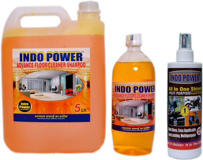 INDOPOWER ADVANCE FLOOR CLEANER SHAMPOO LIME (1ltr.+ 5ltr.) COMBO PACK+ALL IN-ONE MULTI-PURPOSE SHINER 200ml.(6200 ml)