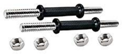 RIO PORT Rod14 Steel Dumbell Rods with Fiber Grip and Locks, 14-inch (Black) - Pack of 2 Weight Lifting Bar(Black)