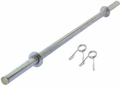 Dinetic 3 feet Straight Chrome Plate Weight Lifting Rod with 2 Locks Weight Lifting Bar(Silver)