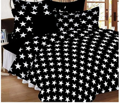 Alexa Cotton King Flat 600 TC Geometric Bedsheet(Pack of 1, Black)