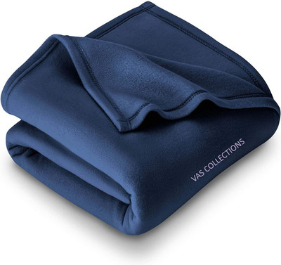 VAS COLLECTIONS Solid Single Fleece Blanket for  Heavy Winter(Polyester, Blue)