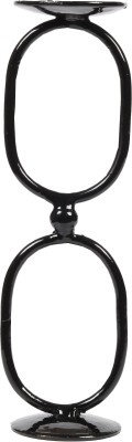METAL ROOTS Candle Holder Table Top for Home & Office Décor with Free Candle Iron Candle Holder Set(Black, Pack of 1)