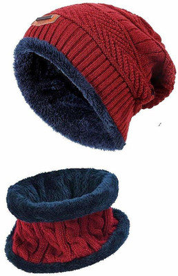 Dressify Self Design Beanie Cap(Pack of 2)