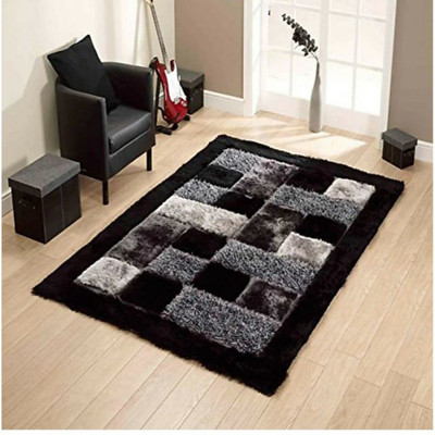 RM Handloom Black Polyester Carpet(2 ft,  X 5 ft, Rectangle)