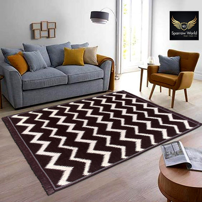Sparrow world Brown Chenille Carpet(5 ft,  X 7 ft, Rectangle)