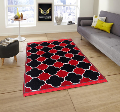 Sparrow world Red Chenille Runner(5 ft,  X 210 cm, Rectangle)