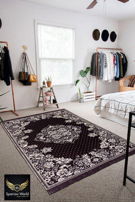 Sparrow world Brown Chenille Carpet(5 ft,  X 7 ft, Rectangle)