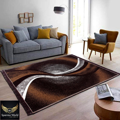 Sparrow world Brown Chenille Carpet(7 ft,  X 5 ft, Rectangle)