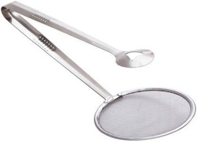 ARSTORE Multi-Functional 2 in 1 Fry Tool Filter Spoon Strainer with Clip Strainer(Silver Pack of 1)