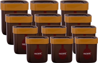 Trueware Plastic Grocery Container  - 500 ml, 500 ml, 500 ml, 750 ml, 750 ml, 750 ml, 1000 ml, 1000 ml, 1000 ml, 1500 ml, 1500 ml, 1500 ml(Pack of 12, Beige)