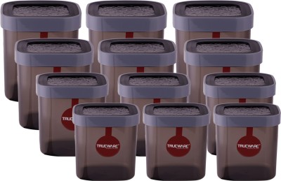 Trueware Plastic Grocery Container  - 500 ml, 500 ml, 500 ml, 750 ml, 750 ml, 750 ml, 1000 ml, 1000 ml, 1000 ml, 1500 ml, 1500 ml, 1500 ml(Pack of 12, Grey)