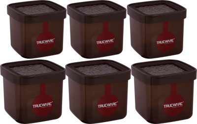 Trueware Plastic Grocery Container  - 500 ml, 500 ml, 500 ml, 750 ml, 750 ml, 750 ml(Pack of 6, Brown)