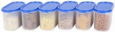 TUQQERWEREE Polypropylene Grocery Container  - 1100 ml(Pack of 6, Blue)