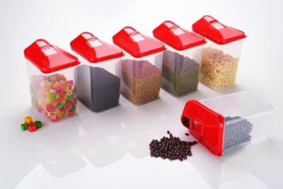 Analog Kitchenware Plastic Grocery Container  - 1700 ml(Pack of 6, Red)