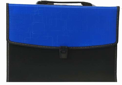 Greeshma Plastic Plastic Expanding File Folder with 13 Section Pockets, FC Size,(Set Of 1, Blue, Black)