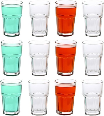Somil (Pack of 12) Stylish Clear Transparent Multipurpose Drinking Glass- R256 Glass Set Water/Juice Glass(300 ml, Glass, Clear, White)