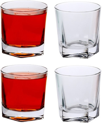 Somil (Pack of 4) Stylish Clear Transparent Multipurpose Drinking Glass- R261 Glass Set Water/Juice Glass(275 ml, Glass, Clear, White)