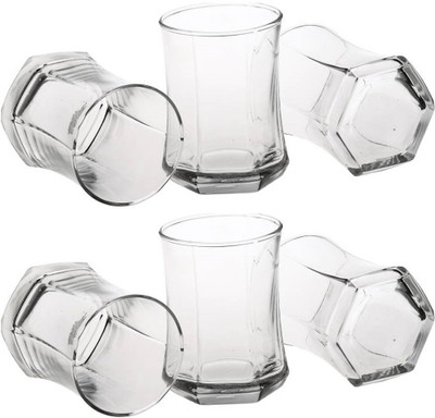 Somil (Pack of 6) Stylish Clear Transparent Multipurpose Drinking Glass- R205 Glass Set Water/Juice Glass(300 ml, Glass, Clear, White)