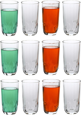 Somil (Pack of 12) Stylish Clear Transparent Multipurpose Drinking Glass- R265 Glass Set Water/Juice Glass(325 ml, Glass, Clear, White)