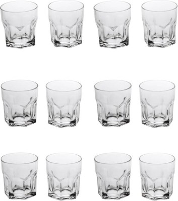 Somil (Pack of 12) Stylish Clear Transparent Multipurpose Drinking Glass- R218 Glass Set Water/Juice Glass(300 ml, Glass, Clear, White)