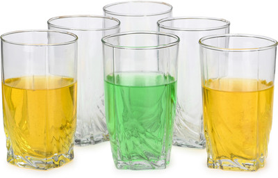Somil (Pack of 6) Stylish Clear Transparent Multipurpose Drinking Glass- R21 Glass Set Water/Juice Glass(330 ml, Glass, Clear, White)