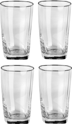 Somil (Pack of 4) Stylish Clear Transparent Multipurpose Drinking Glass- R406 Glass Set Water/Juice Glass(350 ml, Glass, Clear, White)