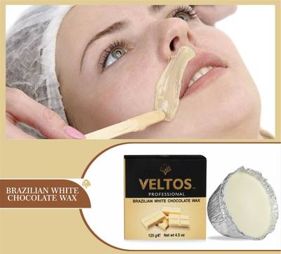 Veltos BRAZILIAN WHITE CHOCOLATE FACIAL PEEL OFF WAX 125GM (NO STRIPS REQUIRED WAX) Wax
