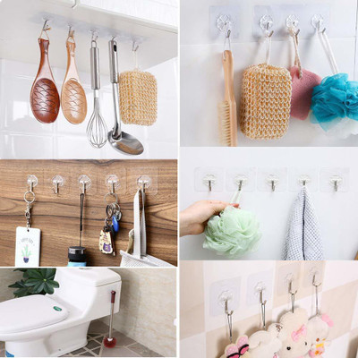 Somapa New Heavy Duty Adhesive Hooks Kitchen Wall Hooks for Hanging Pack of 10 Swivel Hook 1(Pack of 10)