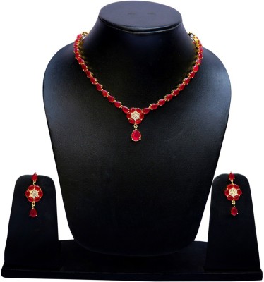 Shining Angel Metal Gold-plated Red Jewellery Set(Pack of 1)